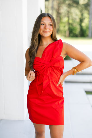 Made For You Red Bow Mini Dress