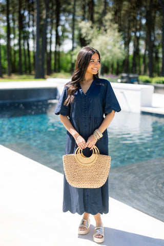 Seaside Scallop Midi Dress - Instyle Boutique