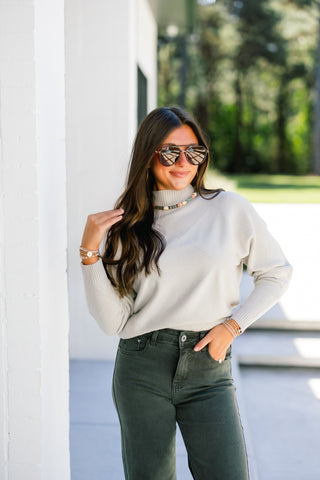 Gia Grey Mock Neck Sweater