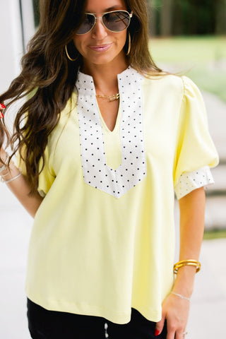The Dot & Dash Top – Yellow - Instyle Boutique