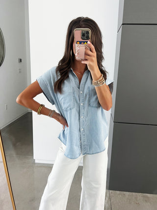 Everyday Moments Button Up Shirt- Denim