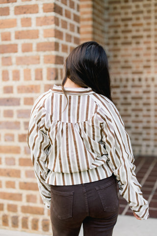 Shifting Focus Brown Stripe Jacket