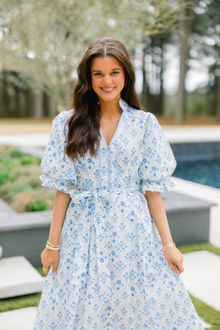 Baby Blue Bloom Dress - Instyle Boutique