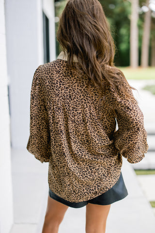 Savanna Leopard Balloon Sleeve Top