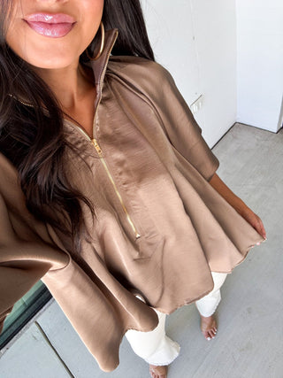 Stay With Me Silk Top - Mocha - Instyle Boutique