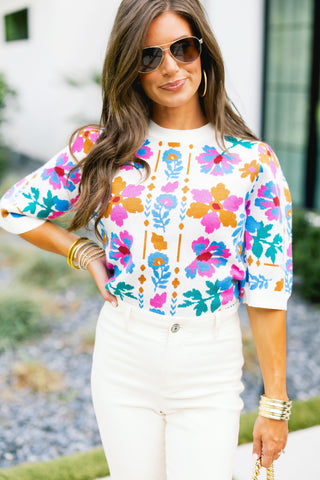 Little Miss Floral Sweater Top