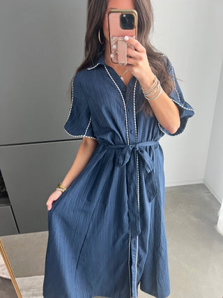 Midnight Stroll Tie - Waist Midi Dress - Instyle Boutique