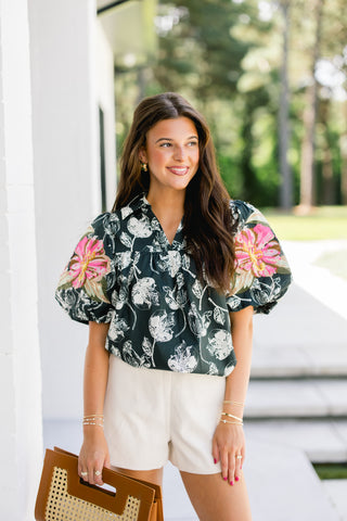 Blooming Black Floral Top