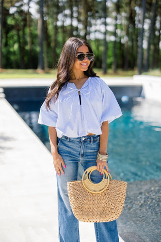 Something Blue Balloon Top - Instyle Boutique