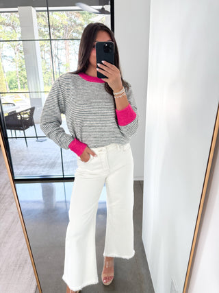 Pink Pop Stripe Cozy Knit Sweater