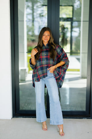 Pretty In Plaid Top - Navy ~PINK FRIDAY DEAL~ - Instyle Boutique