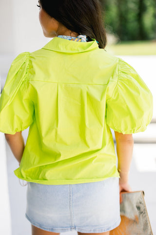 Living For Lime Bubble Sleeve Top - Instyle Boutique