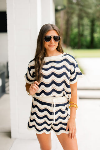 Effortless Look Navy Knitted Set