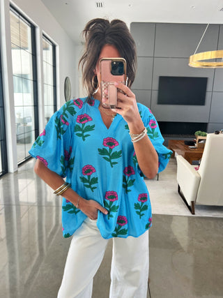 Skies Are Blue Mix Print Top - Instyle Boutique