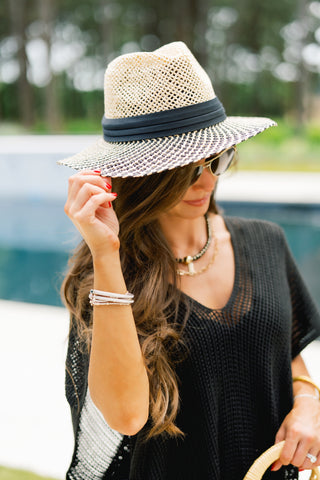 Black and Natural Straw Hat