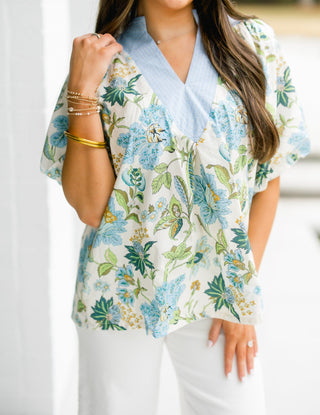 Beyond Reach Blue Stitched Top - Instyle Boutique