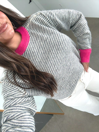 Pink Pop Stripe Cozy Knit Sweater