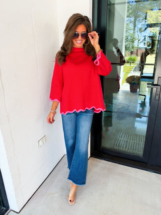 Tis The Season Red and Pink Sparkle Sweater - Instyle Boutique