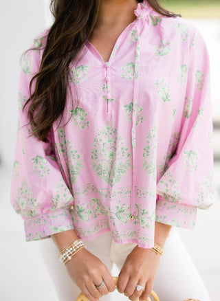 Poppy Palms Pink Top - Instyle Boutique