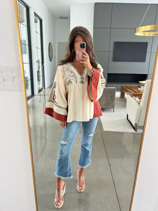 Natural Day Embroidered Top
