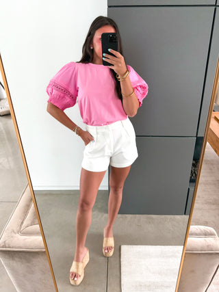 Bubblegum Pink Lace Accent Top