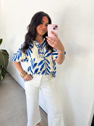 Radiant Royal Floral Top - Instyle Boutique