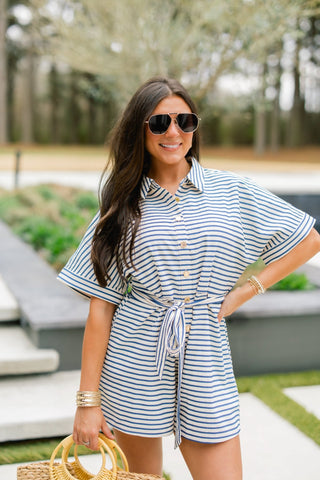 The Sweetheart Striped Romper - Instyle Boutique