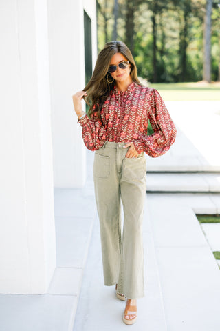 Vibrant Vibes Burgundy Floral Top