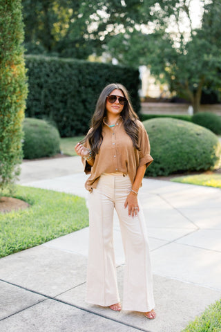 Camel & Collected Button Up Top - Instyle Boutique