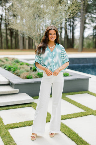 Mya Mint Striped Top - Instyle Boutique