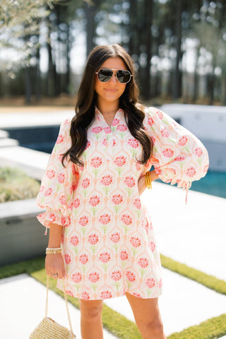 Floral Frolic Dress - Coral - Instyle Boutique