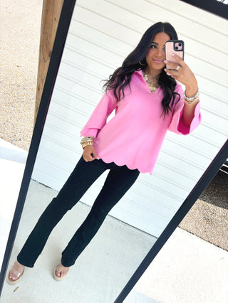 Perfectly Pink Scalloped Knit Top - Instyle Boutique