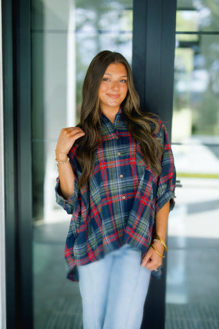 Pretty In Plaid Top - Navy ~PINK FRIDAY DEAL~ - Instyle Boutique