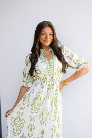Secret Keeper Green Mix Dress - Instyle Boutique