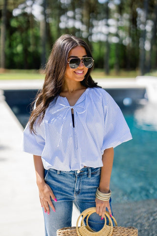 Something Blue Balloon Top - Instyle Boutique