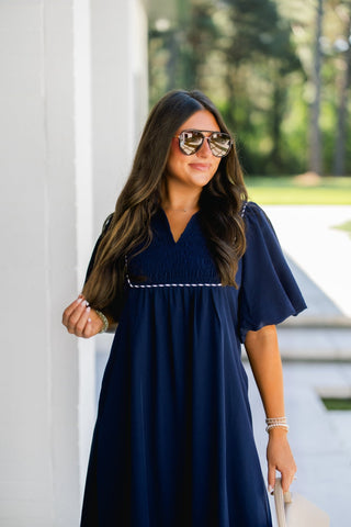 Navy Charm Midi Dress - Instyle Boutique