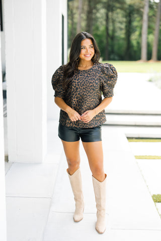 Fierce & Fabulous Leopard Puff Sleeve Top