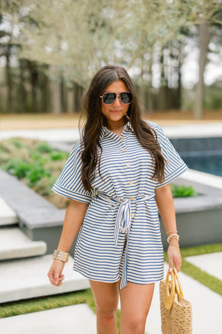 The Sweetheart Striped Romper - Instyle Boutique