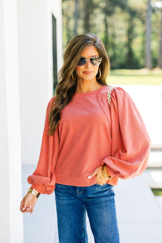 Bailey Brick Puff Sleeve Top