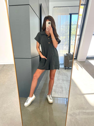 Chill Out Charcoal Romper - Instyle Boutique