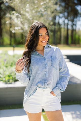 In The Moment Indigo Top - Instyle Boutique