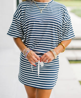Lazy Luxe Stripe Set-Navy