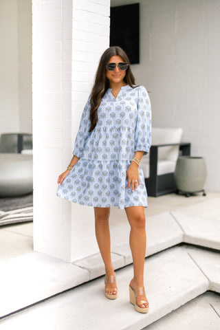 Blooming Blues Tiered Dress - Instyle Boutique