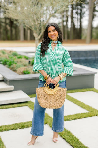 The Gingham Green Top - Instyle Boutique