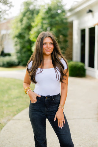 Midnight Wash Mid - Rise Cropped Straight Leg Jeans - Instyle Boutique