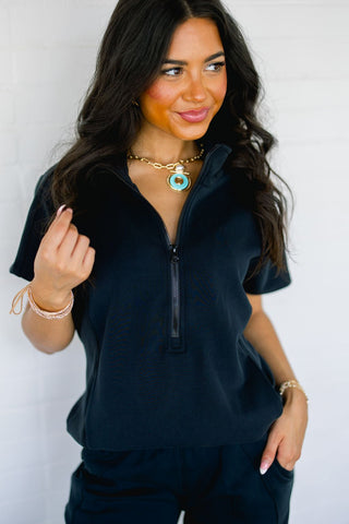 Tranquil Black Zip-Up Set