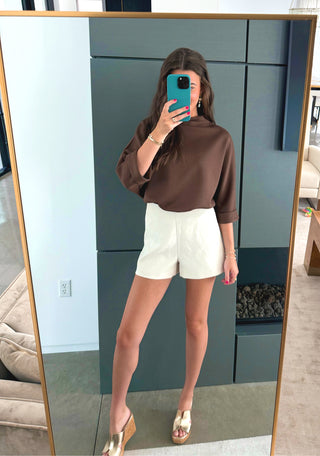The After Dark Mock-Neck Top-Brown - Instyle Boutique
