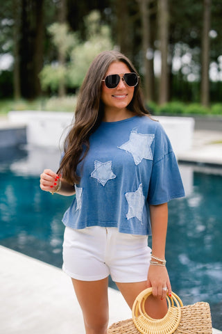 Star Of The Show Navy Top - Instyle Boutique