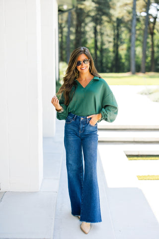 Gigi Green Fleece Top