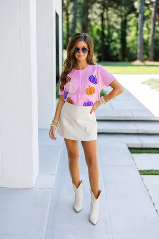 Glitter Pumpkins Pink Cardigan